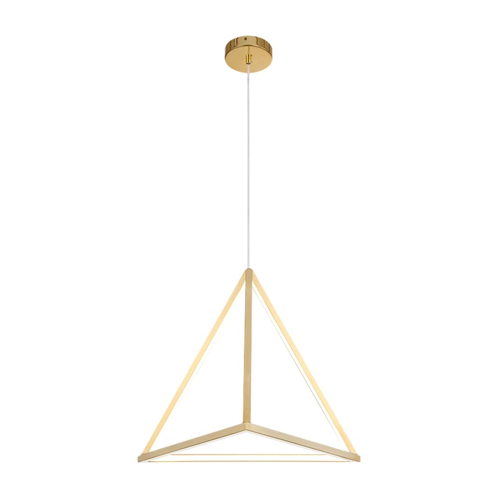 Lámpara colgante triangular LED dorada moderna de techo para mesita de noche de dormitorio