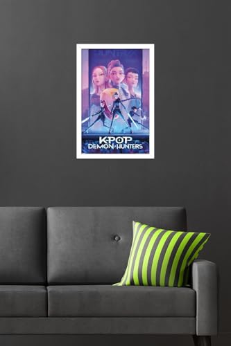 Image of Netflix KPop Demon Hunters (2025) - One Sheet Wall Poster, 22.4L inch x 14.7W inch, White Framed Version