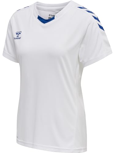 Hummel Femme Hmlcore Xk Poly Jersey S/S T-Shirt, Blanc/Vrai Bleu, L EU
