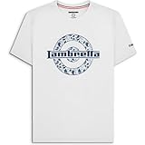 Logo target Paisley sul petto Lambretta Maglietta da uomo con logo Paisley girocollo manica corta retrò, bianco, M