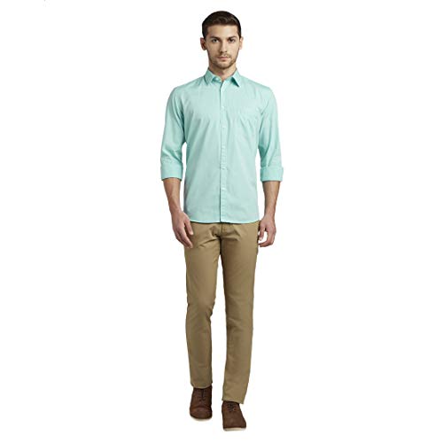 Image of Parx Men's Pure Cotton Dobby Pattern Slim Fit Semi Cutaway Collar Full Sleeve Casual Shirt