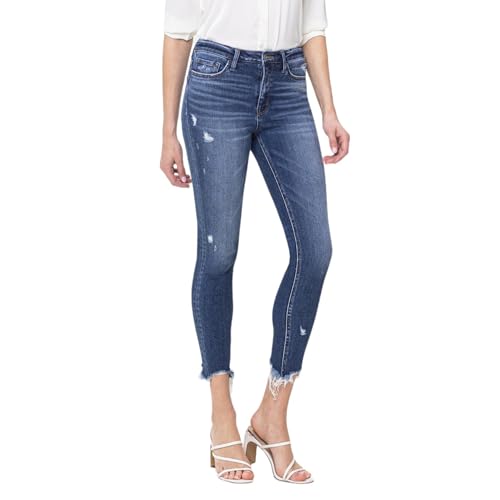 Flying Monkey High Rise Crop Skinny Jeans Medium Blue4