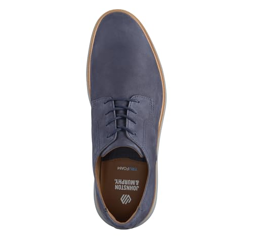 Johnston & Murphy Men's Larkin Plain Toe Lace-Up Oxford, Navy Nubuck, 10.5 M2