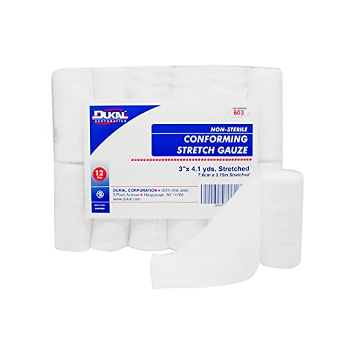 Cinta de gasa elástica Dukal modelo 603, no estéril, 3" de ancho x 4.1 yardas de largo (12 paquetes de 8 unidades) (paquete de 96)