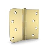 goldenwarm Pack of 3 4in Door Hinges Brushed Brass Gold Door Hinges Butt Hinges with Square & Round Corners, Interior Door Hardware