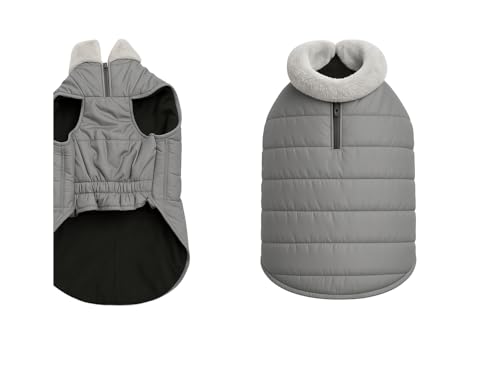 Image of The Pets Company Dog Winter Coat Jacket, Clothes, Windproof, Waterproof, Light Weight, Washable, Ultra Warm Thick Fleece Lined Dog Vest for Cold Weather Protection, (Grey, X - Small - 12 Inch)