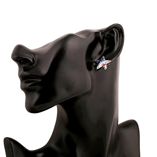 Soochat 4th of July Earrings American Flag Rhinestone Earrings for Patriotic Independence Day Women Ear Ornament Gift (Star, Heart, 2 Pairs)2