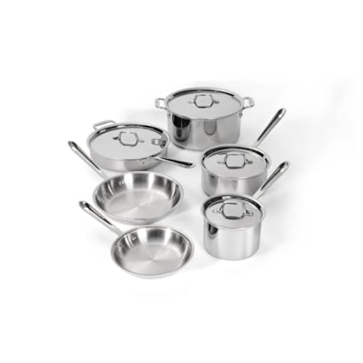 All-Clad D3 Stainless Cookware Set, Pots and Pans, Tri-Ply Stainless Steel, Professional Grade, 10-Piece