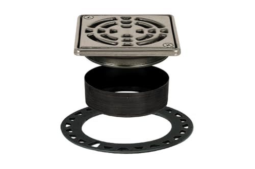 Schluter Kerdi-Drain Classic Shower Grate Kit with Integrated Slope Bonding Flange - Ideal for Tile Showers - 4 Grate Size Square Stainless Steel Grate Finish - KD4GRKE