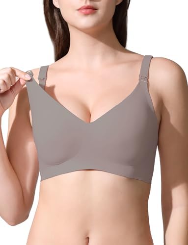 Women's Maternity Nursing Bra for Pregnancy & Breastfeeding - V Neck Seamless Wireless Bra