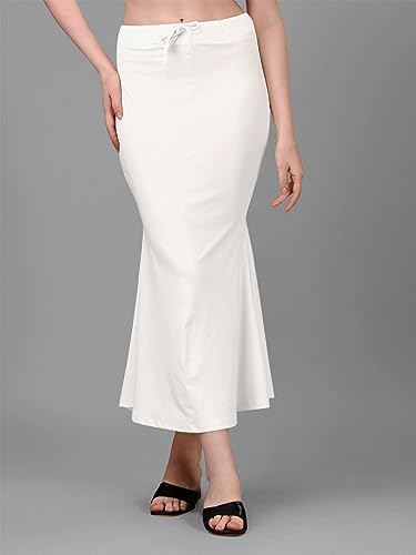 Image of Women's Saree Shapewear Petticoat, Cotton Blend Stretchable Mermaid Skirt, High Waist Tummy Control, Smooth Curve Fit with Adjustable Drawstring