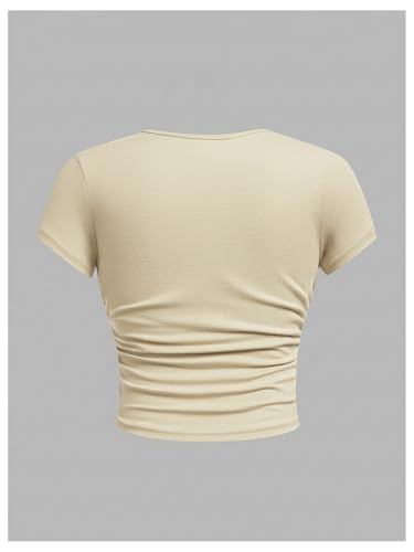 Image of SOLY HUX Girl's Basic Crop Top Set Crew Neck Short Sleeve T-Shirts 3 Packs Casual Summer Fitted Tees