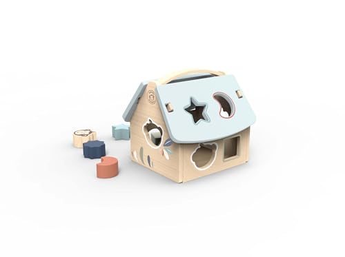 Image of Speedy Monkey House Shape Sorter with 8 Blocks, Fun Colors, Shapes, Monkey Character, Wooden Toy, Non-Toxic Paint, Enhances Learning, Ideal for Kids | 8 blocks, monkey character, sorting & stacking toys, montessori toys, shape recognition, fine motor skill, cognitive learning