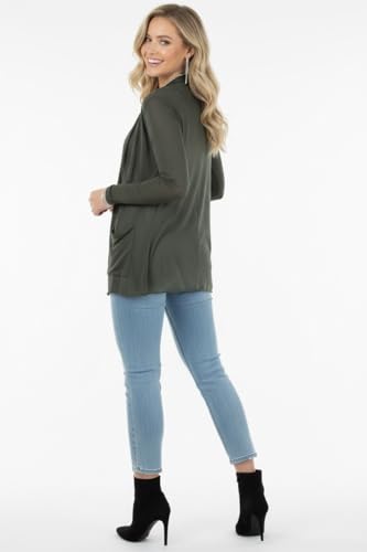 Image of ToBeInStyle Womens Open Front Long Sleeve Lightweight Asymmetrical Draped Cardigan with Side Pockets
