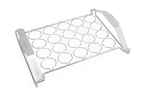 Everdure Grilling Oyster Rack: Brushed Stainless Steel, Easy Grip Handles, Fits 20 Oysters, Premium BBQ Tray for Grilling Appetizers, Shrimp, Scallops, Mushrooms, Peppers, and More, Silver