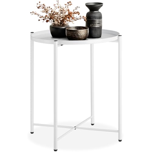 tectake® Table d'appoint Ronde, 45,5 x 45,5 x 53 cm, Petite Table Basse de Salon, Gueridon Plateau Amovible, Meuble Bout de canapé, Meuble d'appoint Canape...