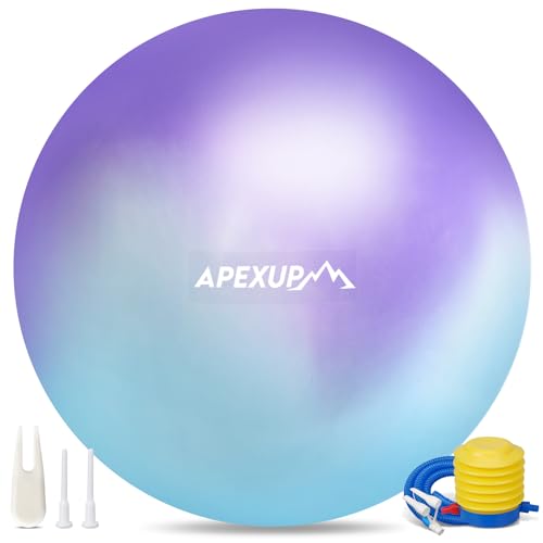 APEXUP Yoga Ball Exercise Ball Anti Slip Heavy Duty for Fitness, Balance & Core Workout S (15"~18") 45cm Blue Purple