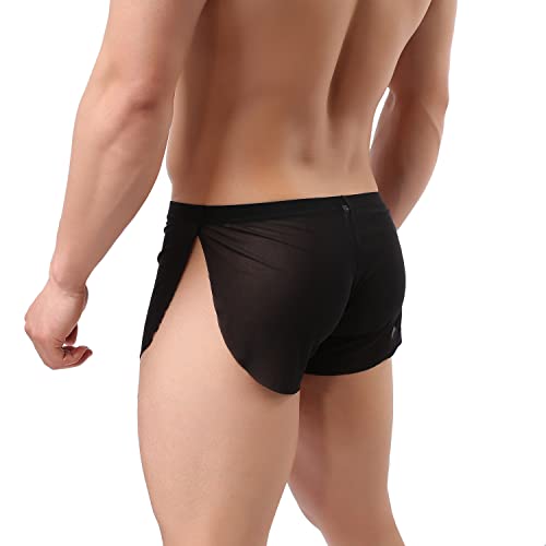 Men's Mesh Boxers Underwear Split Side Bodybuilding Shorts3