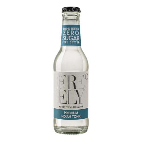 Freely Premium Indian Tonic Zero Zuccheri, Bevanda Gassata, 0 kcal | Confezione da 24 bottiglie da 200ml (essenza classica del tonic water)