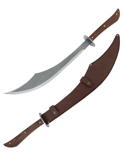 Condor Tool & Knife Sinbad Scimitar Sword - 1075 High Carbon Steel Arabian Sword with a Walnut Handle - Handcrafted Welted Leather Sheath - 21in Blade - 43oz