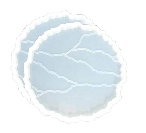 Image of SNOOGG Pack of 2 Crack-Patterned Silicone Molds for Epoxy Resin Art, DIY Coaster Casting, Home Decoration, Cup Mats, and Personalized Crafts