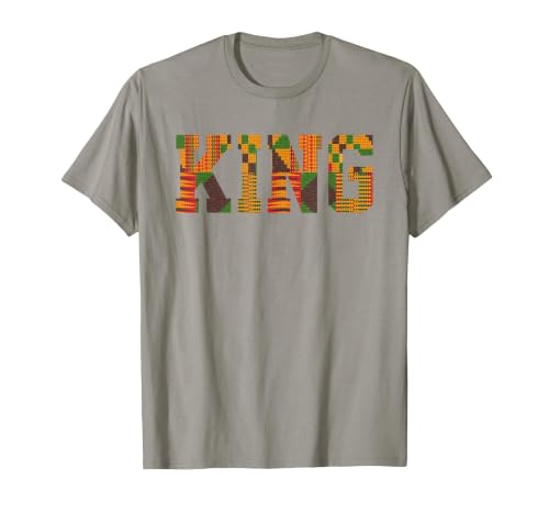 African King Art for Boys Men Afro Kente Cloth African Print T-Shirt, Men, Slate Grey, Medium