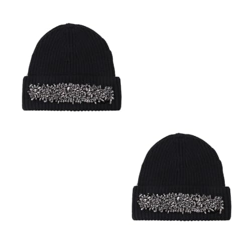 Bonnet en laine anti-froid aux oreilles avec strass chic