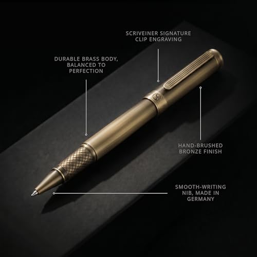 Image of Scriveiner Bronze Rollerball Pen - Stunning Luxury Pen, Schmidt Ink Refill, Best Roller Ball Gift Set for Men & Women, Professional, Executive Office, Nice Pens