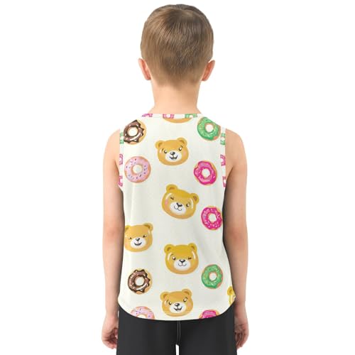 J JOYSAY Cartoon Bear Donut Yellow Boys Tank Top Sleeveless Muscle Shirts Quick Dry Kids T-Shirts 3-15T3