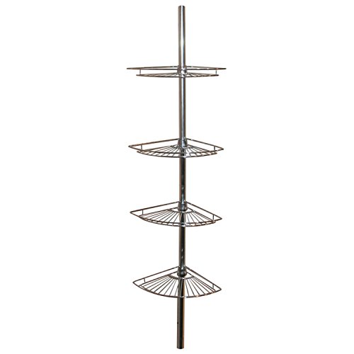 Zenna Home, Chrome 2114S, Tension Corner Pole Caddy