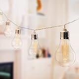 KANLONG 10 Edison Bulbs String Lights with Timer, Battery Operated A19 Edison Bulb String Lights for...