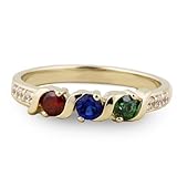 2-5 Birthstones Family Wave Mother's Ring in Sterling Silver or Solid 10K Gold
