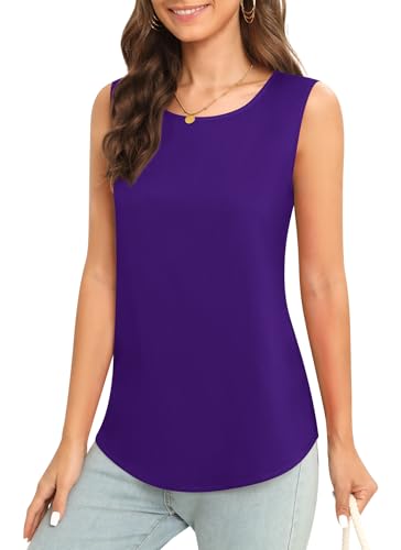 Image of Women's Sleeveless Chiffon Tank Top Business Casual Blouse Tunic Top