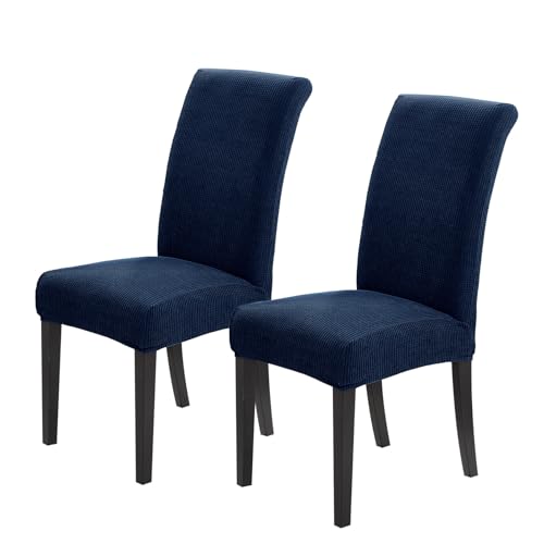 Joccun Chair Covers for Dining Room Set of 2,Dining Chair Slipcovers Stretch Dining Room Chair Covers Seat Protector,Washable Parsons Chair Cover for Home,Hotel,Banquet(Navy,2 Pack)