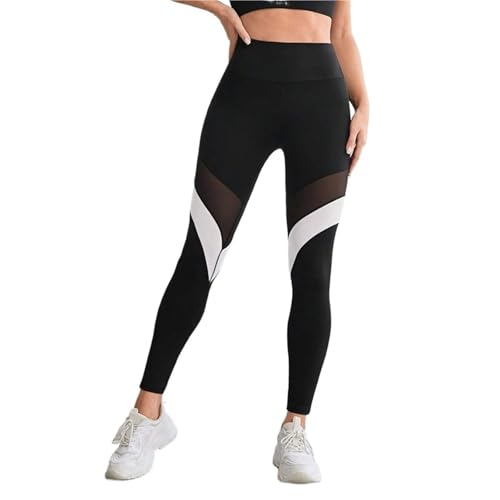 Pantalon de yoga taille haute en maille pour femme - Legging slim fit respirant