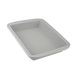 Sunsetbaby Silicone Baking Dish with Handles, Deep Rectangular Bakeware Cake Pan, Compatible with Fancy Panz, for Lasagna, Cake, Brownie or Family Dinner, 12.6 x 9.8 x 2.1 Inch (Grey)