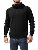 fit space Athleisure Zip Hoodie & Turtleneck Sweatshirt for Men,Scuba Neck Pullover with Zipper Pockets (Black Full Zip,Medium)