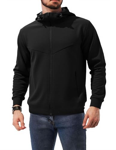 fit space Athleisure Zip Hoodie & Turtleneck Sweatshirt for Men,Scuba Neck Pullover with Zipper Pockets