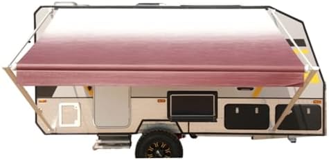 ALEKO Manual Retractable RV Awning|15' W x 8' L Handle Crank Camper Awning| Vinyl Water Resistant Canopy, UV Protection Sun Shade for Trailer, Motorhome, Travel Trailer| Burgundy Fade