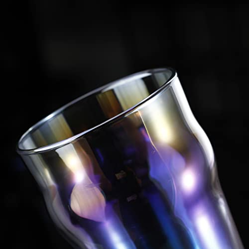 Image of Rainbow Color Pint Glasses, 20oz British Beer Glass, Classics Craft Beer Tumbler Set of 4, Premium Pub Glasses, Unique Design Easy Stacking in The Cupboard