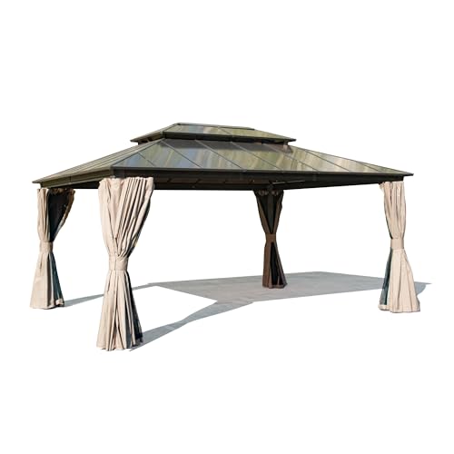 Nirvaer 12x16ft Hardtop Gazebo with Ventilated Double Roof and Aluminum