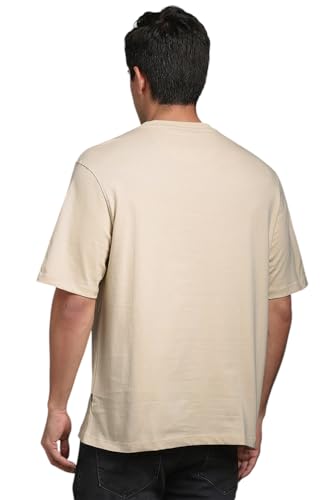Image of Louis Philippe Men's Boxy Fit 16s Compact Premium Single Jersey Silicon HD Branding Half Sleeve Solid T-Shirt