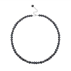 Black, 5-6mm, Silver Clasp