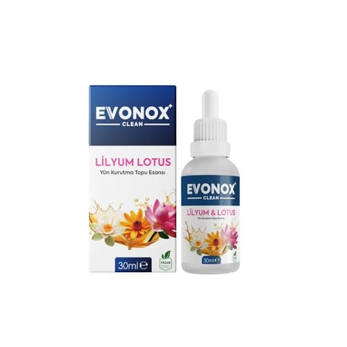 Evonox Clean Fragancia para bolas de secado – Lirio & Lotus – 30 ml de esencia perfumada para bolas de secado de lana, vegano y respetuoso con la piel