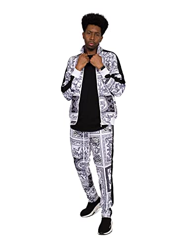 G-Style Usa Men's Luxury Track Suit St552 - White - Medium - V-D42 #TOP4