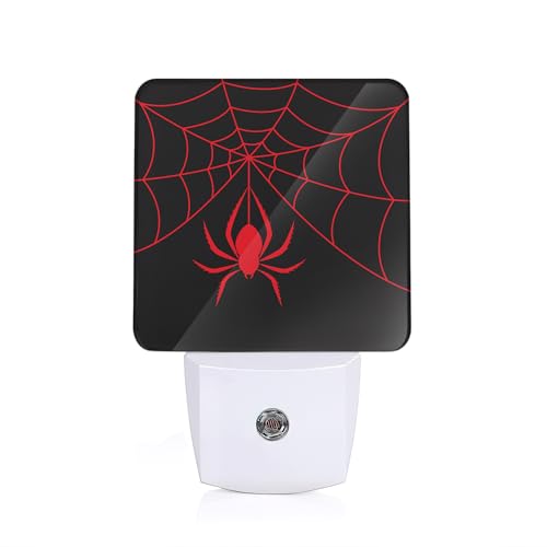 Image of YASHILAIYA Red Spider Web Night Light,Night Lights Plug into Wall for Boys Girls Gifts for Stairway Hallway Bedroom 0.5W Nightlight
