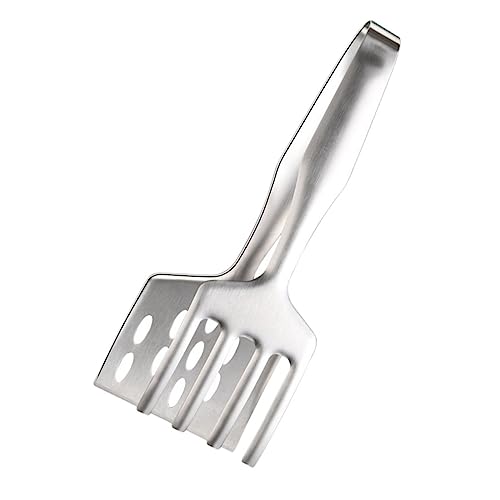 Mipcase 1Pc Durable Barbecue Tong Ergonomic Food Clamp for Steak Fish and Grilling for Indoor Cooking and Outdoor Bbq Practical Handle Silver