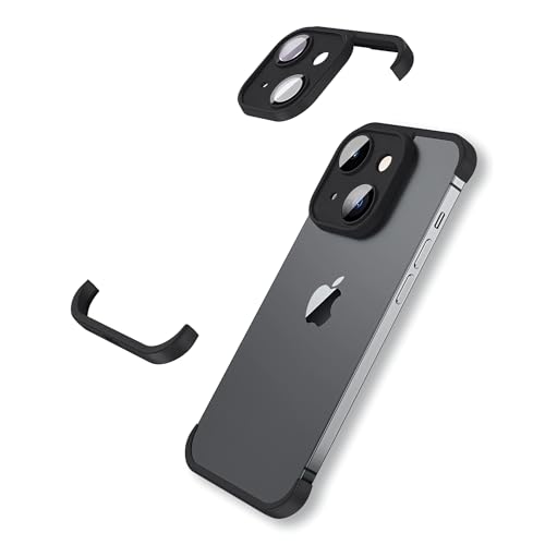 LEKEVO Frameless Fit for iPhone 15 Bumper Case with Camera Lens Protector Slim Soft TPU Shockproof Phone Cover Minimalist Yet Protective Shell (Black)