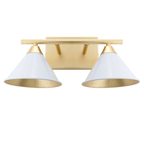 JONATHAN Y JYL9013A Yvette 2-Light 16" Metal Vanity Wall Light Contemporary,Transitional 2200K Edison G50 25W Bulbs for Bedroom Livingroom Bathroom Hallway, White/Gold, 2-Bulb