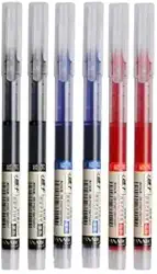 Kit com 6 Canetas Gel Líquida - 2 Pretas, 2 Azuis, 2 Vermelhas | Secagem Rápida 0.5mm | Ponta Fina para Escrita Suave | Ideal para Estudantes, Concurso e Escritório | Hub Diário